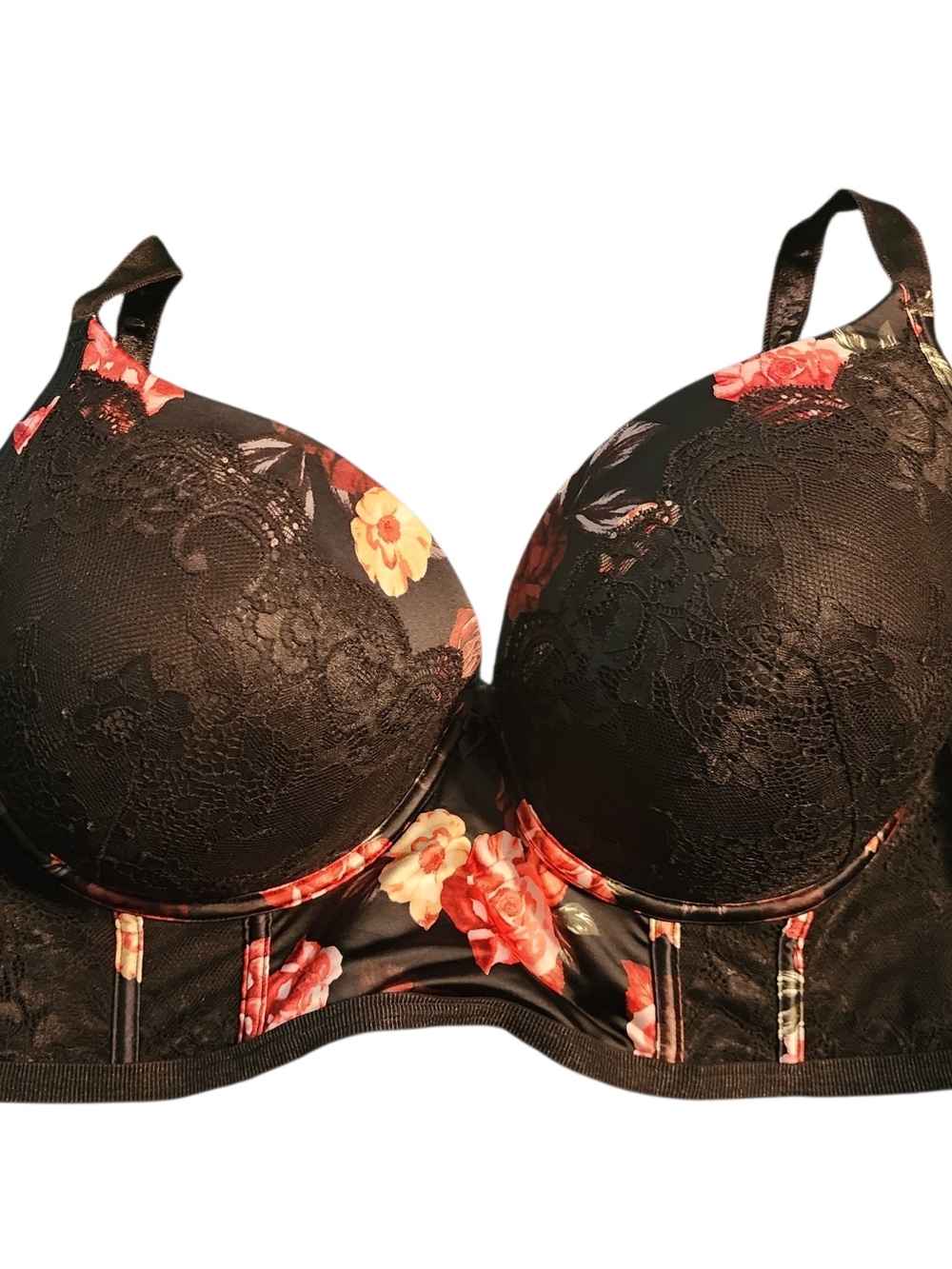 Torrid Black Floral Lace Underwire Bra with Supportive Cups